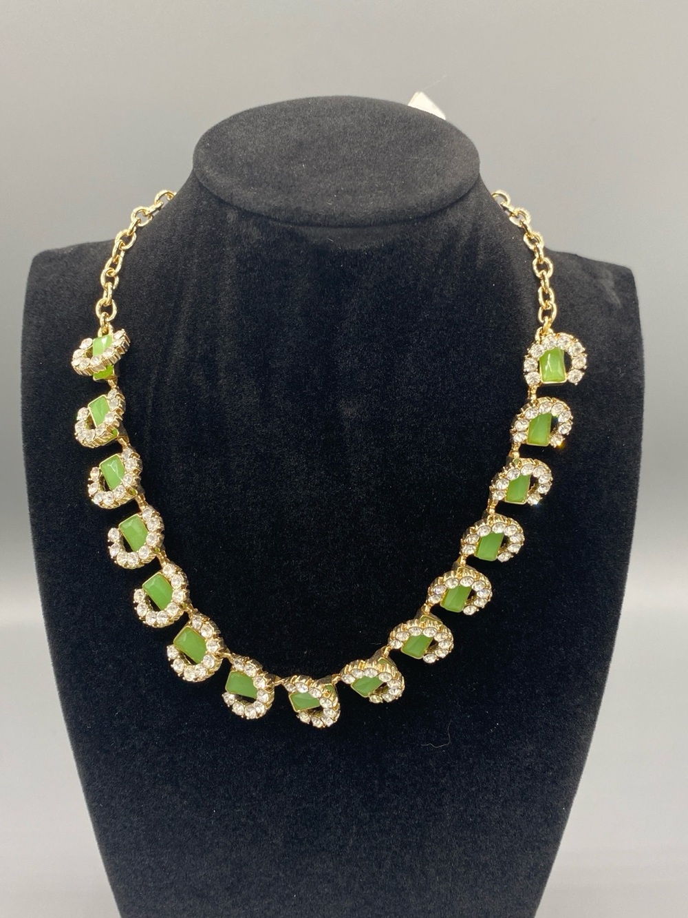 NWT Banana Republic Gold-Tone Necklace with Green Stone and Crystal Accents
